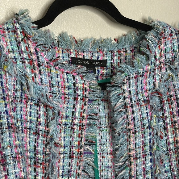 COPY - T6 Boston Proper Tweed Open Front Blazer Spring Colors Career size 6 - Picture 2 of 12
